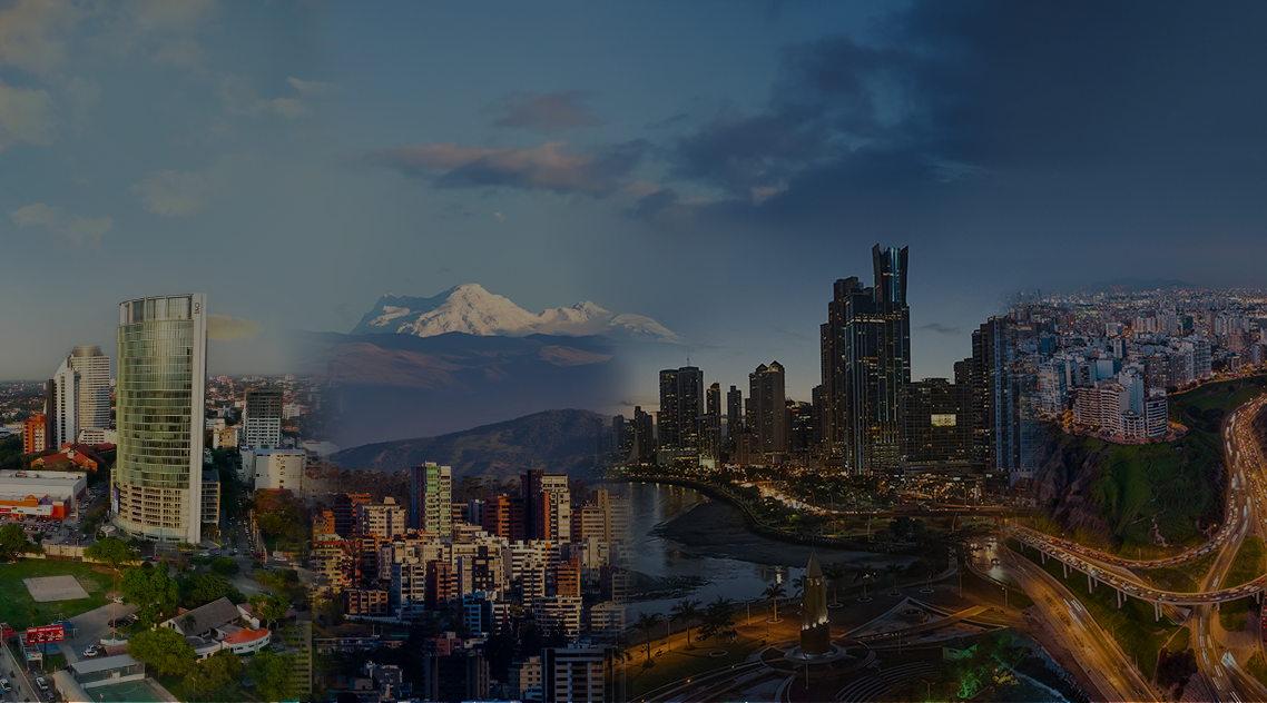 Panorámica nocturna de una ciudad latinoamericana